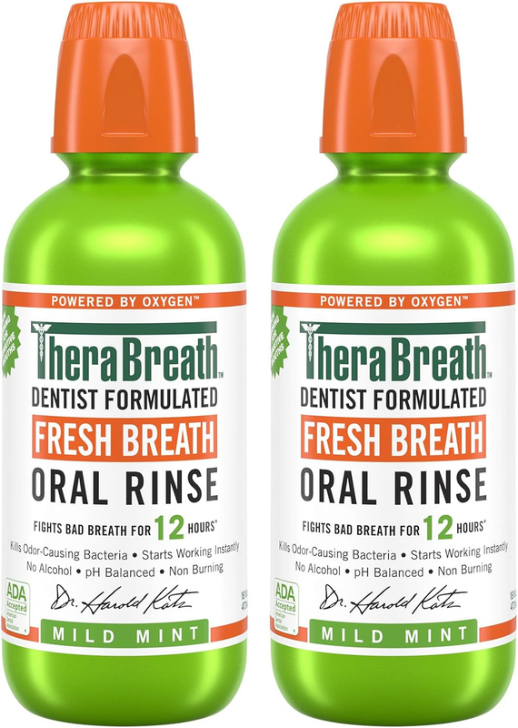Therabreath Fresh Breath Mouthwash (16 Fl Oz, 2 Pack) - Mild Mint