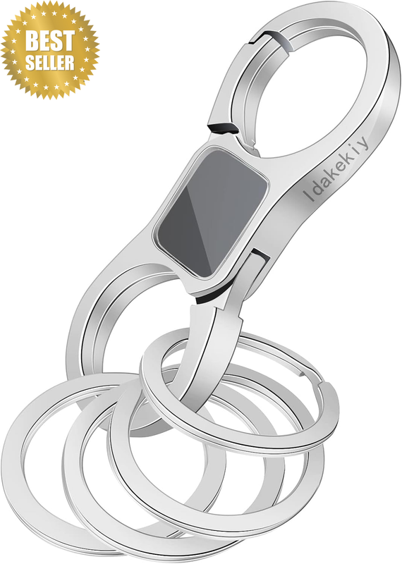 Key Chain Quick Release Spring with 4 Key Rings Heavy Duty Car Keychain Organize