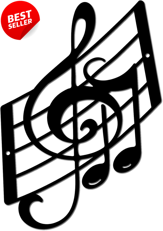 Metal Music Notes Wall Art Decor Iron Hanging Sign Black - US