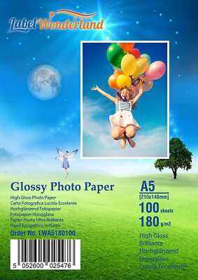 100 sheets180gsm A3/A4/A5/6x4/13x18 HighGloss Photo Paper For Inkjet Printer LW 