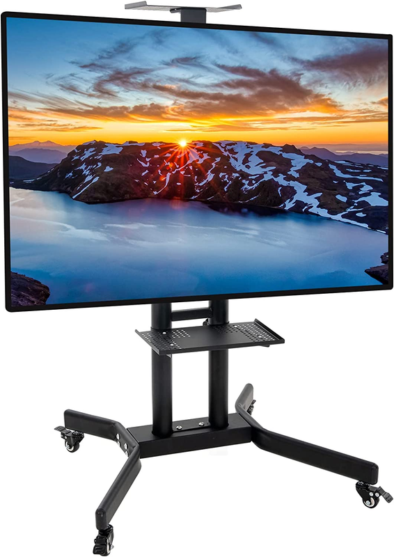 Mobile TV Stand with Wheels for 32-65 Inch TV Cart with Laptop Platform, Portabl