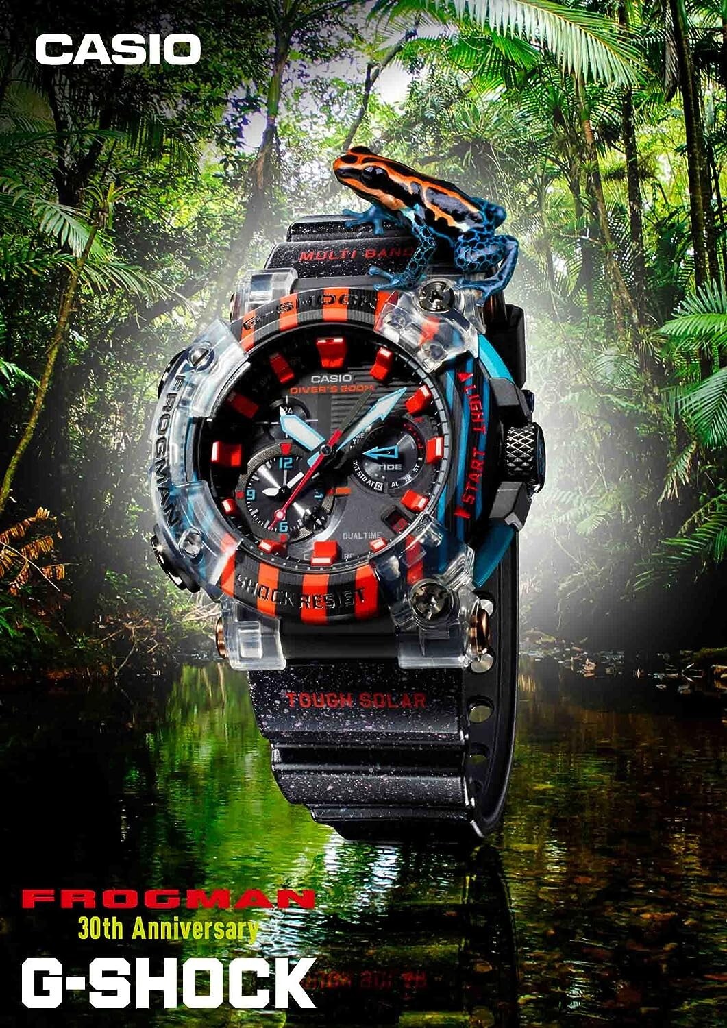 Pre-owned Casio G-shock Gwf-a1000apf-1ajr Frogman 30th Anniversary Poison Dart Frog Tough