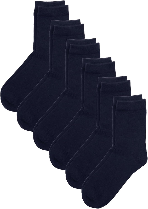 Soft Cotton Crew Dress Socks Seamless Toe Black White Gray Nav...