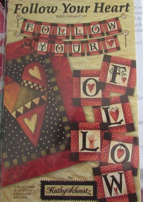 FOLLOW YOUR HEART Paper Garland Kit Valentine's Day Pattern Kathy Schmitz NEW
