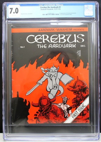 Cerebus #1 CGC 7.0, WP 1st Print Origin & 1st Appearance, Dave Sim AUTO Letter
