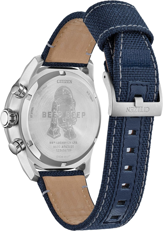 Pre-owned Citizen Men's Eco-drive Star Wars R2-d2 Chronograph Stainless Steel Watch With C In Green
