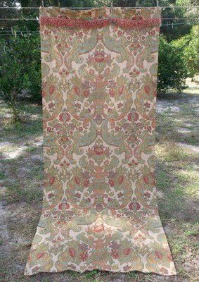 Vintage Art Deco-look Plumes Scrolls Floral Linen Decorator Panel 44x106