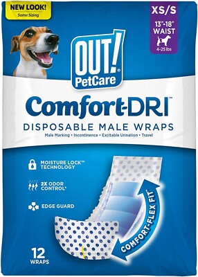 OUT Pet Care Disposable Male Dog Diapers | Absorbent Male Wraps with Leak Pro..