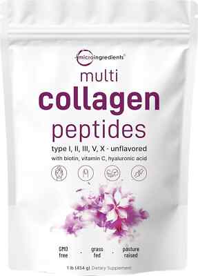 Multi Collagen Peptides Powder, 16 Oz - Hydrolyzed Protein Peptides | Type I,...
