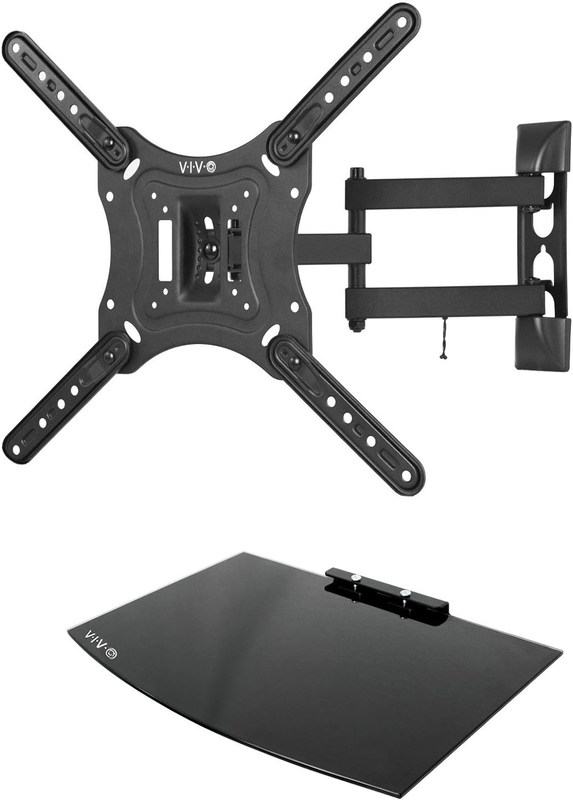 23 to 55 Inch Screen TV Wall Mount with Adjustable Tilt and Entertainment Shelf