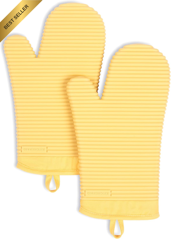 Ribbed Soft Silicone Oven Mitt 2-Pack Set, 7.5