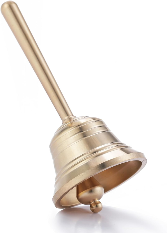 Small Solid Brass Hand Call Bell for Seniors, Bedside,Teacher and Bedridden, Wed