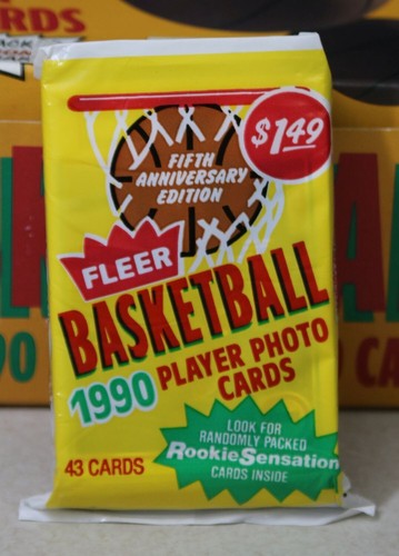 1990 FLEER NBA Basketball Cards JUMBO/CELLO Packs, Box, Rookie Sensations. Box#1