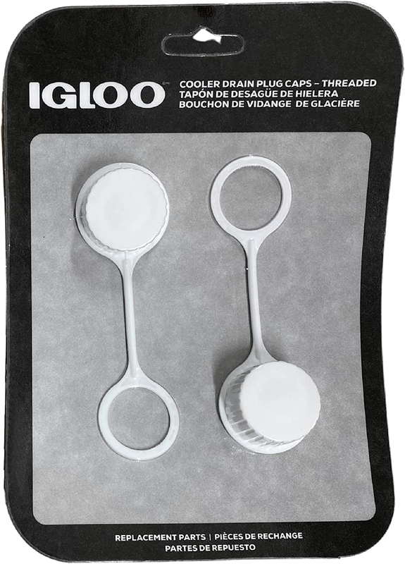 Cooler Threaded Drain Plug Caps with Plastic Tether 20049, White Small