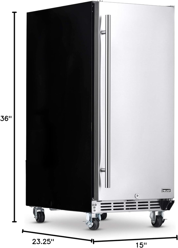 15" Outdoor Beverage Refrigerator | Weatherproof Stainless Steel Fridge with Aut
