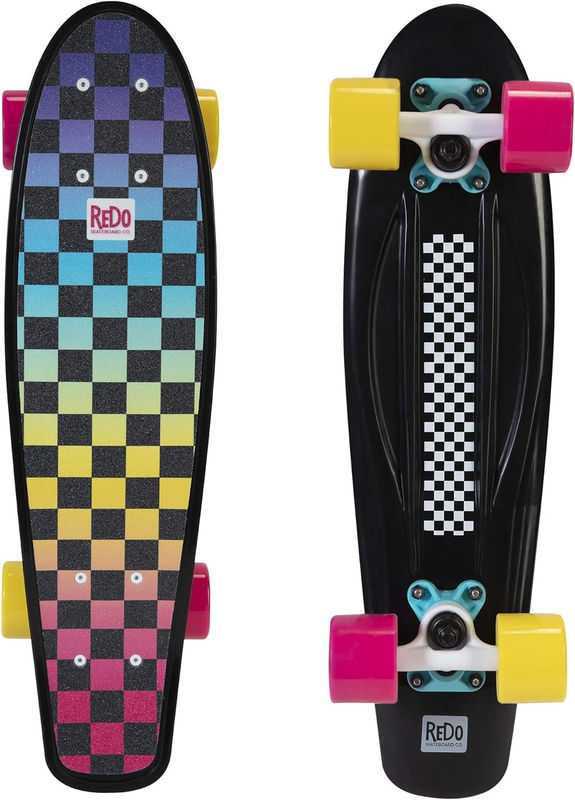 Skateboard Retro Poly Cruiser - Neon Checkers