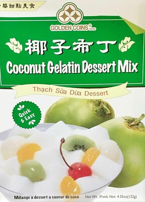 Golden Coins Coconut Gelatin Dessert Mix (Thach Sua Dua Dessert) 4.35oz~Exp10/25