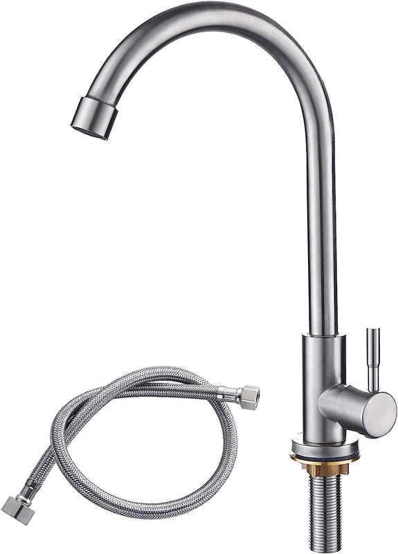 Cold Water Only Brushed Nickel Deck Mount Sink Bar Tap Faucet Single Handle