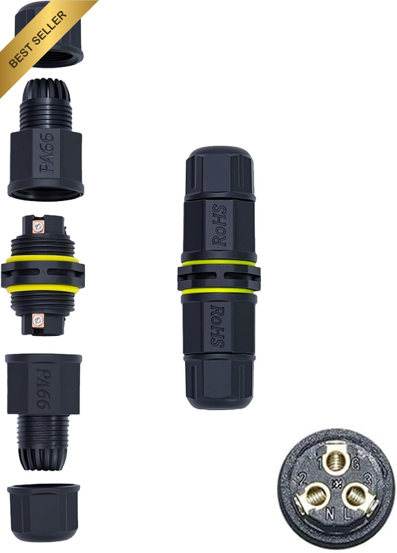 IP68 Waterproof Wire Connectors,2-Way M16 for 3 Pin Cables (3.0-7.0Mm Wire Range