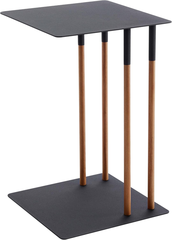 Home Plain Metal and Wood Sliding Sofa C Table End Table Coffee Tray Laptop Desk, Modern Bedside or Living Room Small Accent Table, 22