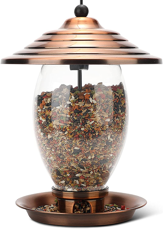 , Wild Bird Feeders For Outside,metal And Glass Bird Feeder With 3 Lb