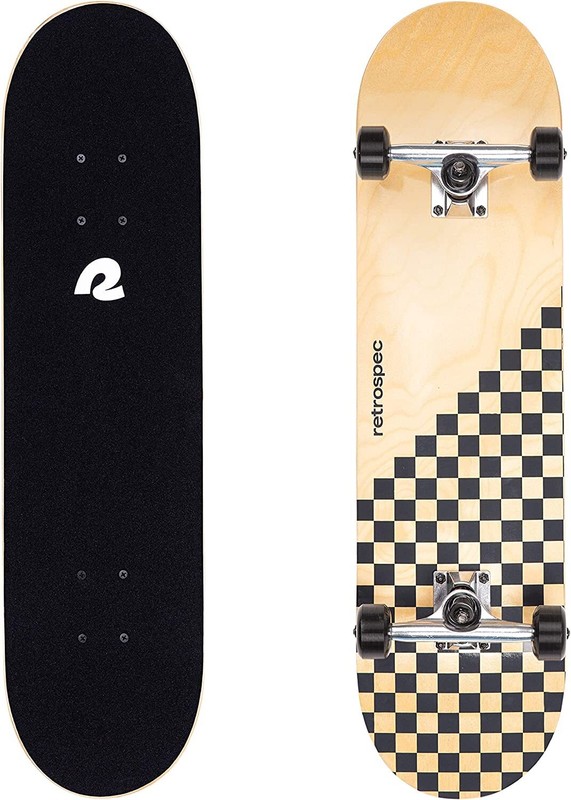 RETROSPEC Skateboard Complete Black Checker 31 x 7.5