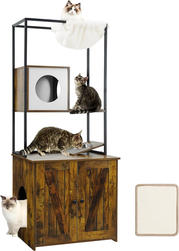 Enclosure, All-in-one Modern Cat Tower With Condo, Hamm