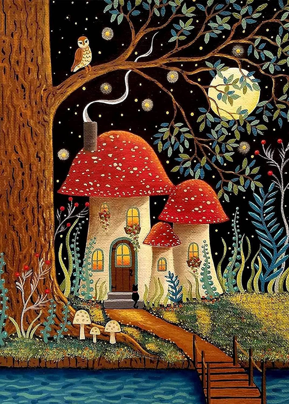 Mushroom Diamond Art Painting Kits for Adults - round Full Drill Diamond Dots Pa