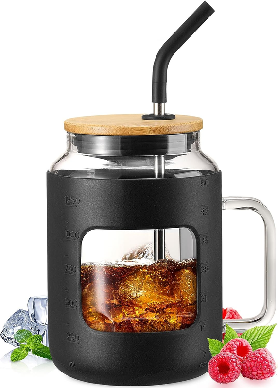 S With Silicone Sleeve,glass Tumbler With Lid And Straw,
