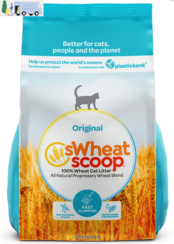 Natural Wheat Cat Litter, Premium+, Strong Clumping and Odor Control, 36 Pound B