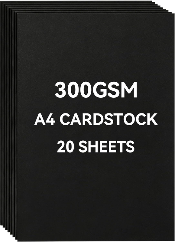300Gsm Black Cardstock Paper 21 X 29.7Cm, 20 Sheets Thick A4 Card Stock Paper, B