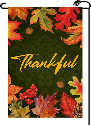 Thanksgiving Maple Leaves Thankful Garden Flag 12X18 Inch Vertical Double Sided