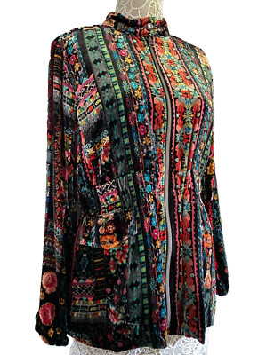 NEW Johnny Was Trixie Velvet Anorak Jacket Silk Lined Size S
