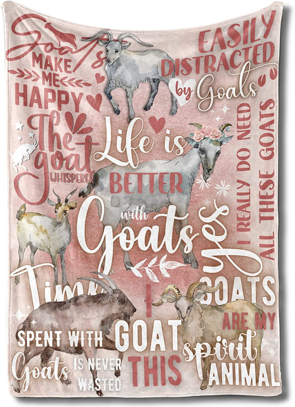 Goat Gifts for Goat Lovers, Goat Throw Blanket, Unique Watercolor Goat Design, F