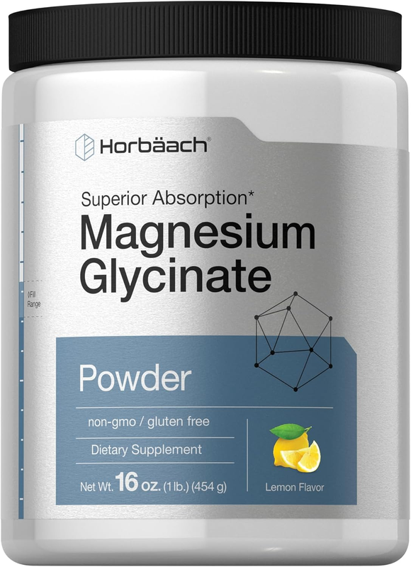 Magnesium Glycinate Powder | 1 Lb | Lemon Flavored | Superior Absorption | Non-Gmo & Gluten Free