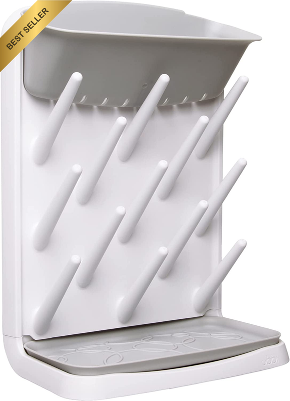 Vertical Baby Bottle Drying Rack, Countertop Drying Rack Baby Accessory, Gray