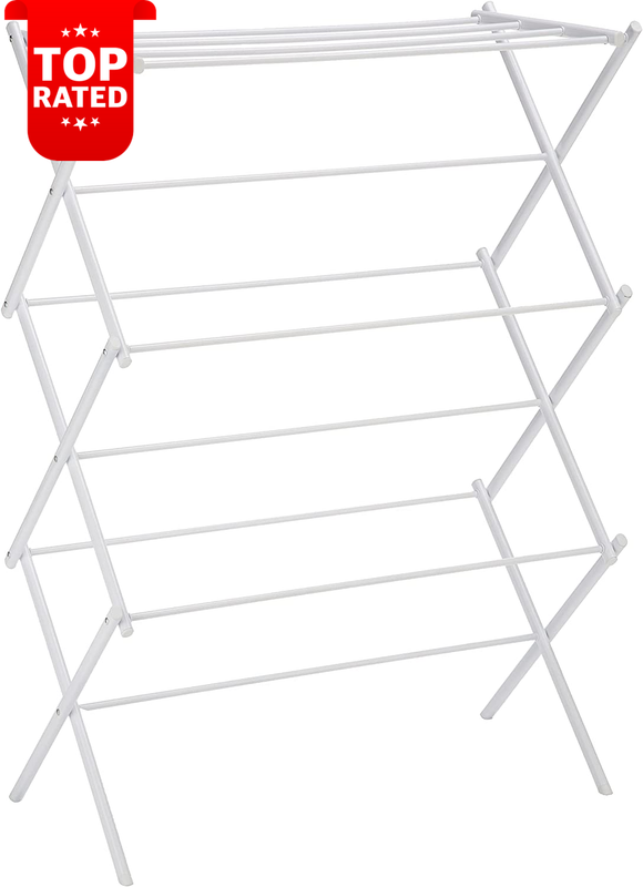 Amazon Basics Foldable Drying Rack Indoor Outdoor Laundry Clothes White