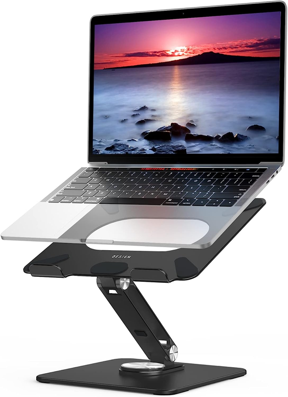 LSX7 Laptop Stand with 360° Rotating Base, Ergonomic Adjustable Notebook Stand,