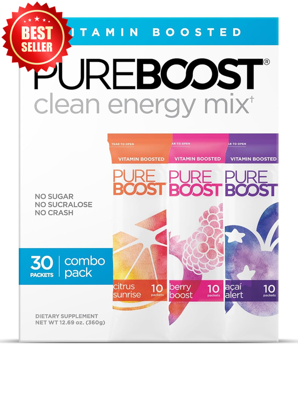 30-ct Clean Refreshing Energy Booster Drink Mix B12 Electrolytes Antioxidants US