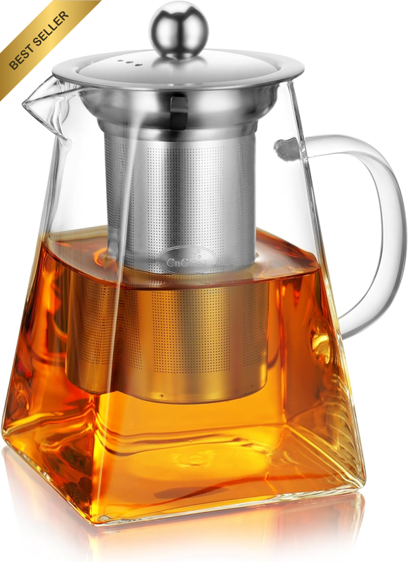 Glass Teapot with Infuser,900Ml Clear Glass Tea Kettle with Removable Stainless