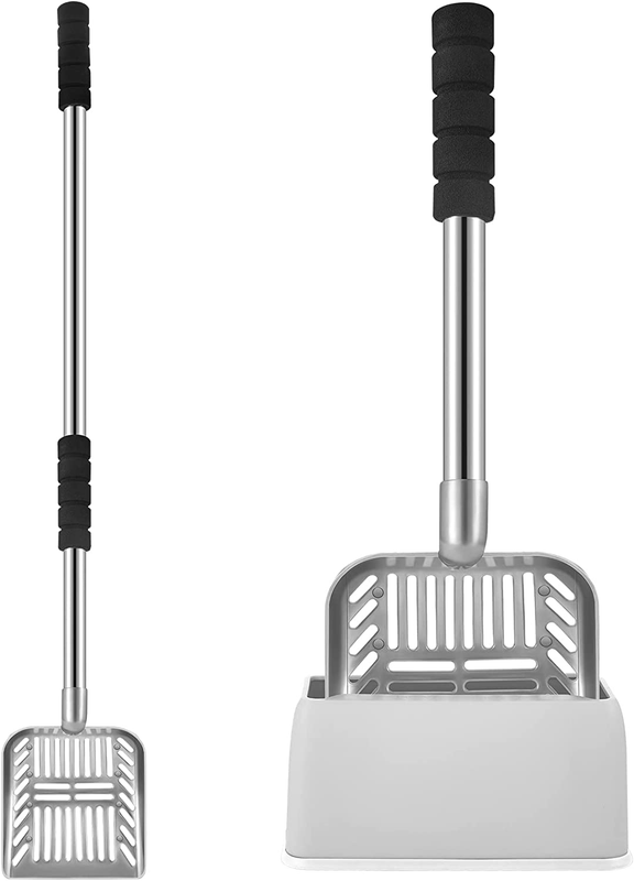 32 Inch Cat Litter Scooper Metal Long Handle with Cat Litter Scoop Holder Deep