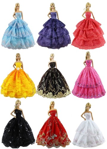Us 6pcs/Lot Barbie Doll Fashion Princess Dresses Outfits Party Wedding Clothes
