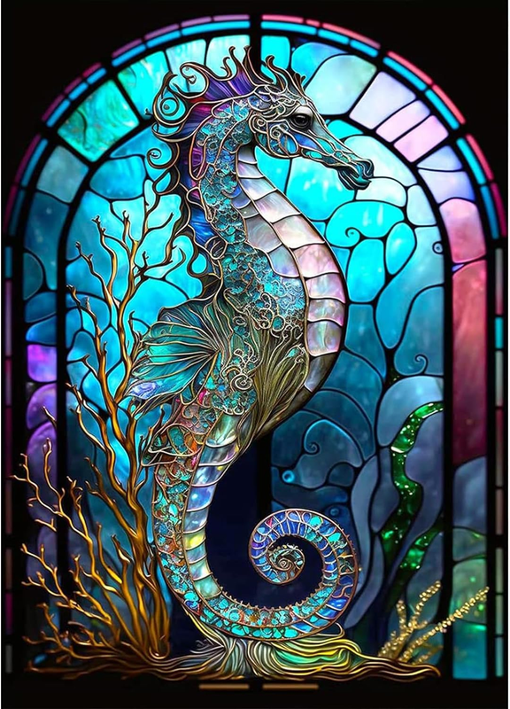 Diamond Painting Kits for Adults, Seahorses 5D Diamond Art Kits, Full Drill DIY