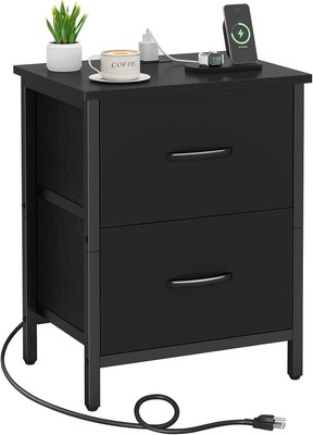 Nightstands with Charging Station Drawers Side End Table For Bedroom Sofa Living