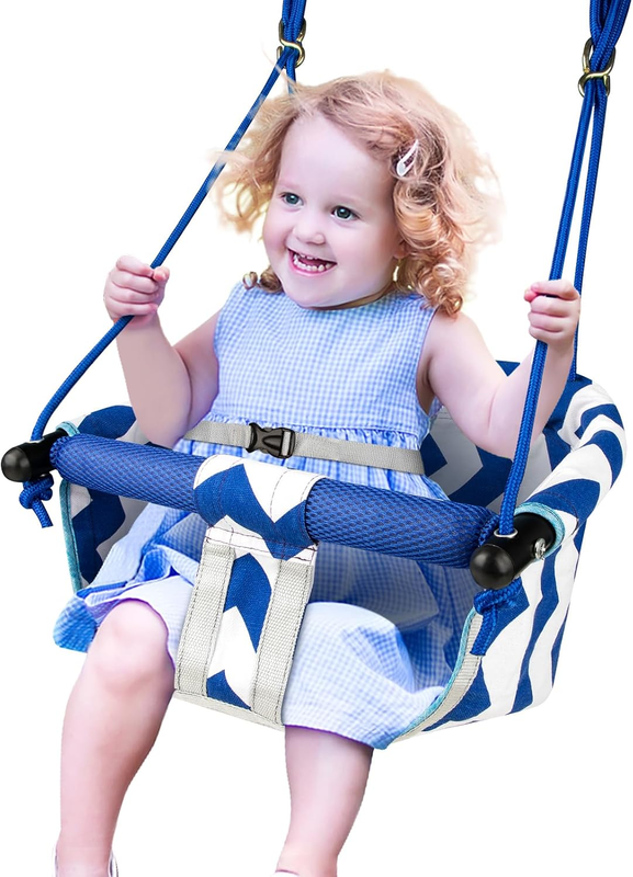 Toddler Swing–Comfy Baby Swing Outdoor Indoor, Kids Swing Seat for Backyard(Blue