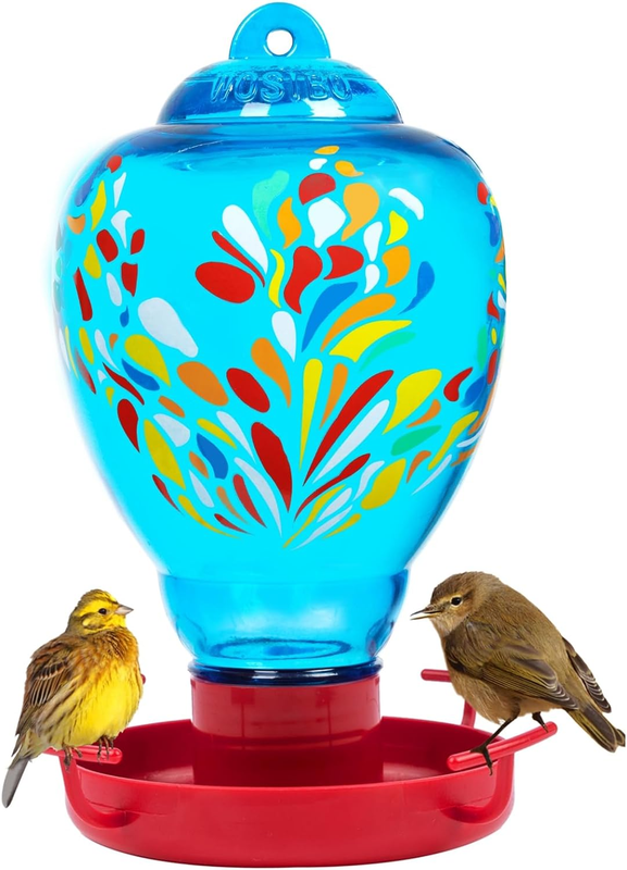 Colorful Glass Wild Bird Waterer 32 Oz Bird Water Feeder for