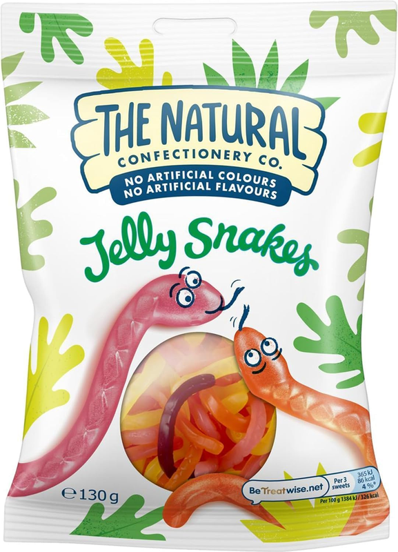 The Natural Confectionary Co. Jelly Snakes, 130 G (Pack of 10)