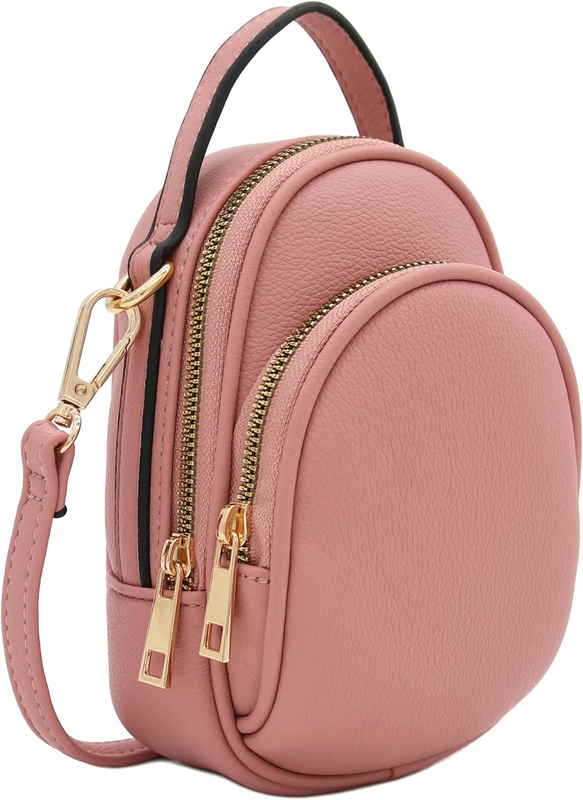 Two Compartment Mini Oval PU Leather Crossbody Bag
