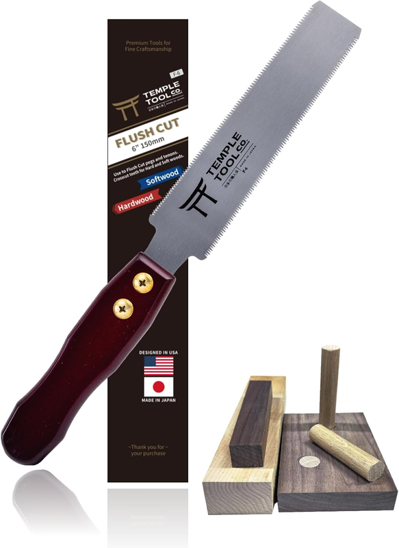 Temple Tool Co. Japanese Flush Cut Saw - 6 Inch Double Edge Pull Saw for Flush C