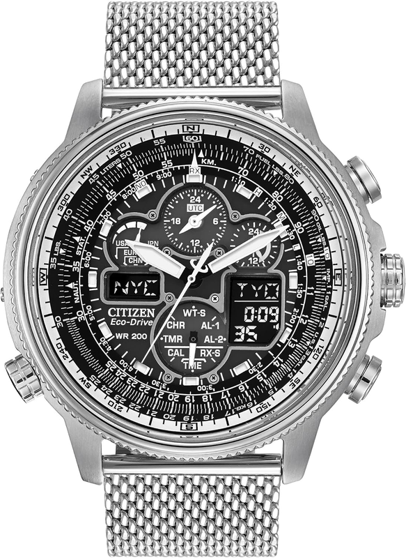 Pre-owned Citizen Men's Promaster Navihawk A-t Eco-drive Pilot Watch, Atomic Timekeeping, In Stainless